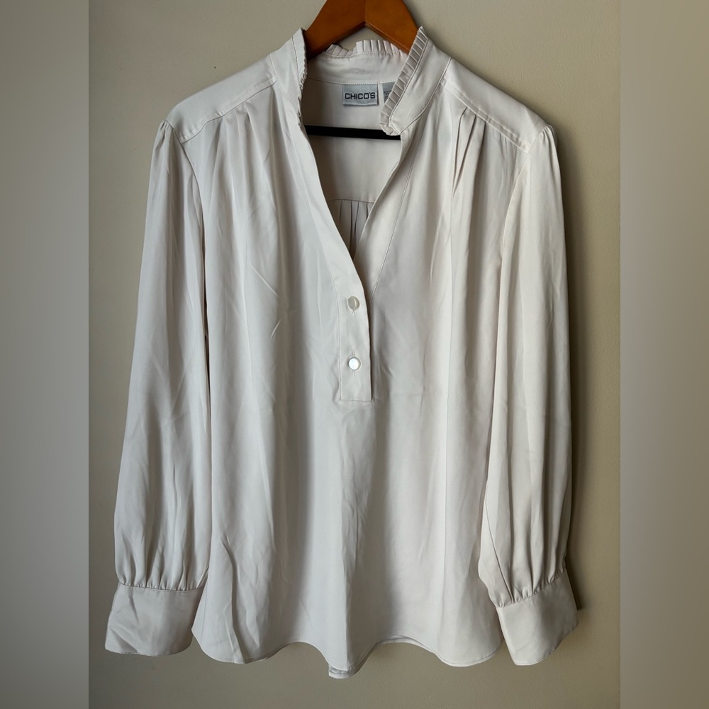 Chico's Elegant Cream Blouse - Picture 2 of 9